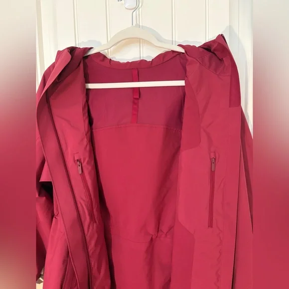Lululemon Rain Rebel Jacket•Waterproof Long Coat•Pomegranate•FLAWLESS•Sz 10 - Picture 14 of 16